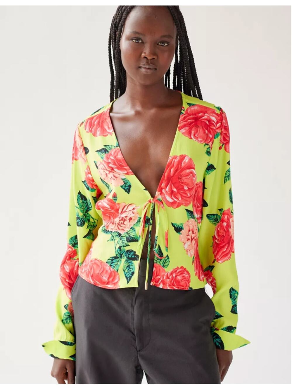 Urban Outfitters AFRM Yamila Printed Flyaway Top Small Floral Multi NWT